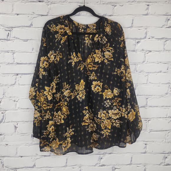 Torrid Tops - Torrid Top Crinkle Chiffon Lurex Peasant Long Sleeve Blouse Sheer corpcore fairy